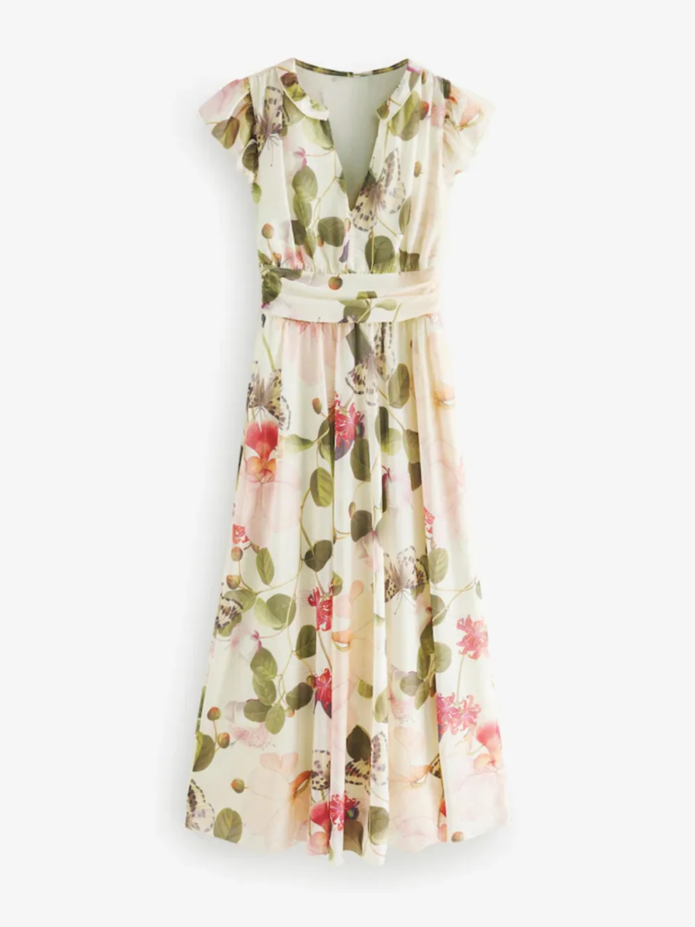 Elegant Floral Printed High-Waisted Slimming Dress