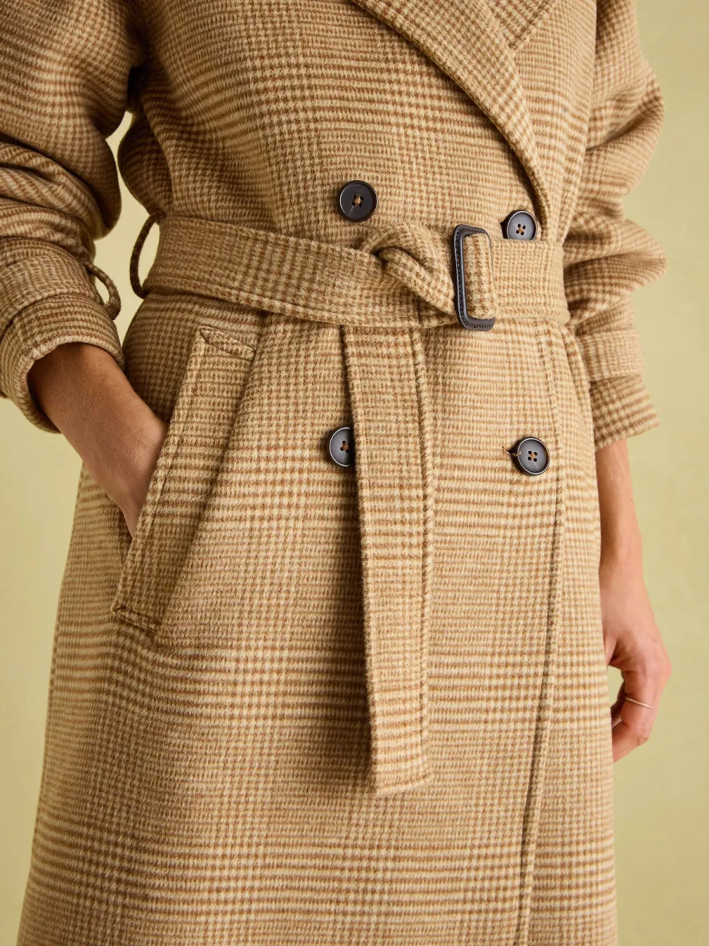 Tan Brown Longline Wool Blend Coat