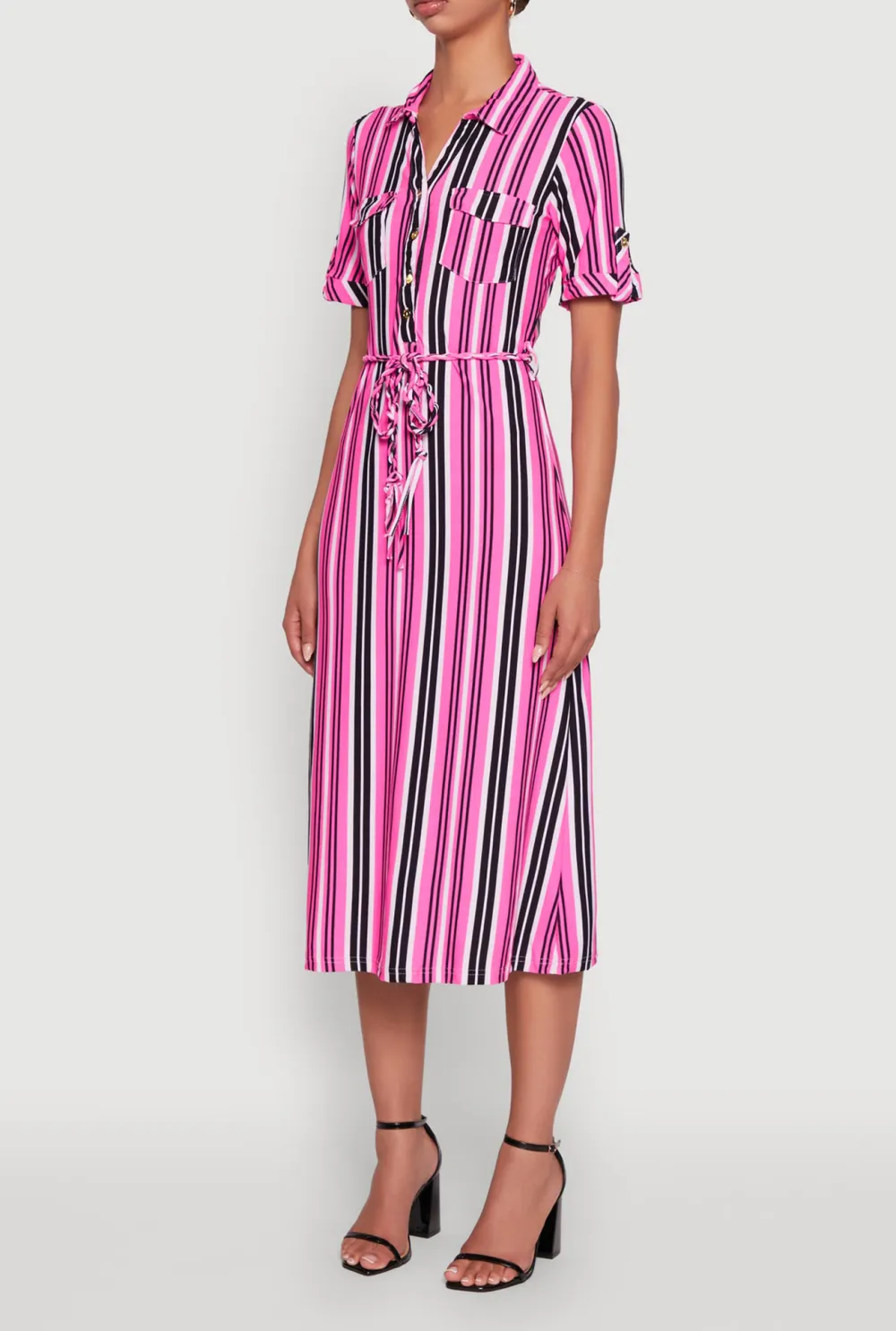 Striped Lace Up Dress