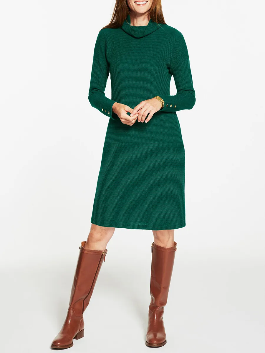 Women'S Chic Turtleneck Knit Slim-Fit Midi Dress