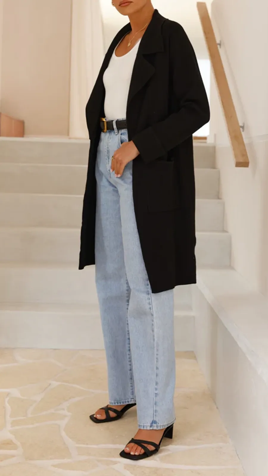 Black Simple Mid-Length Jacket