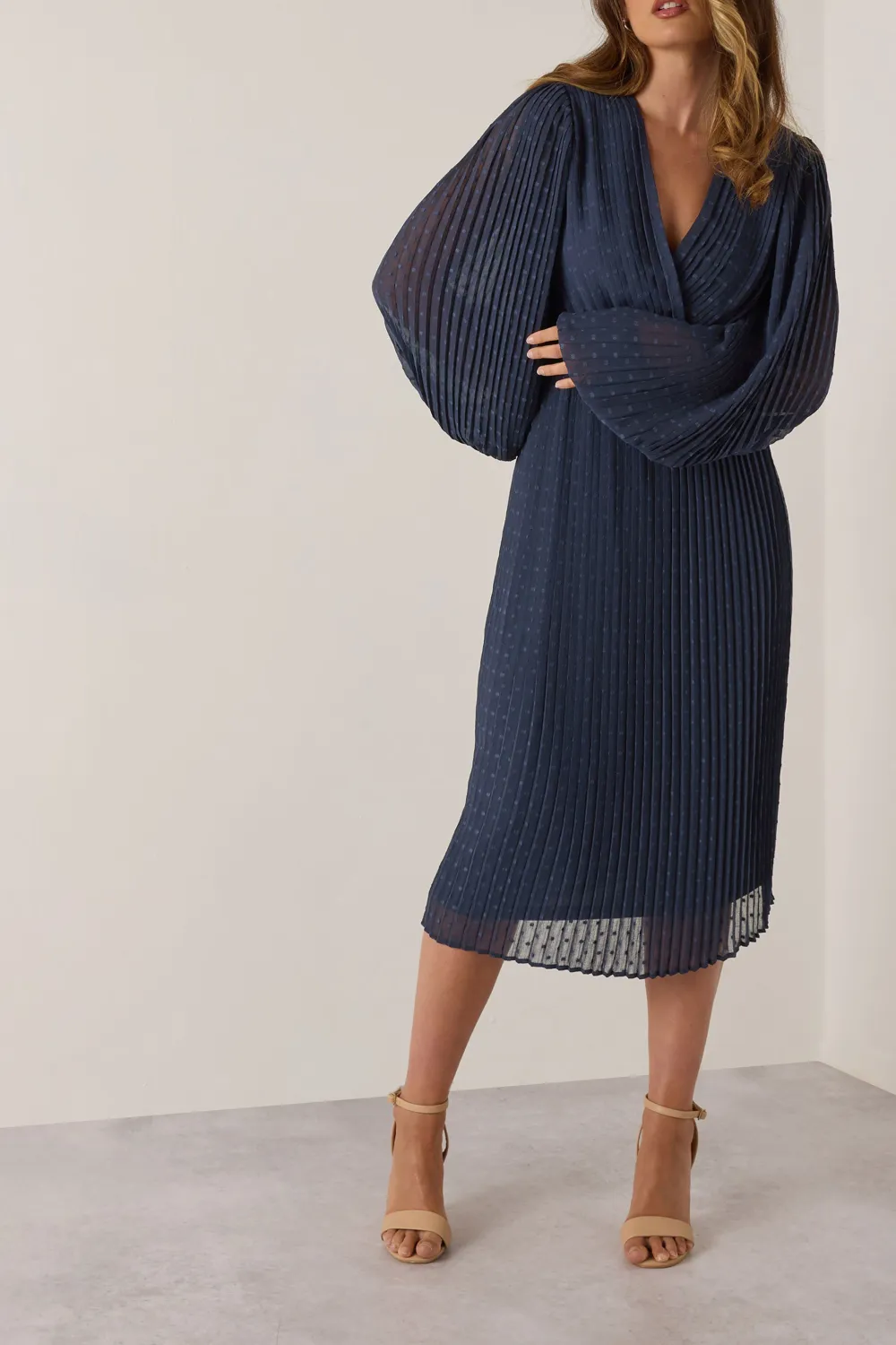 Navy Blue Casual Style Midi Dress