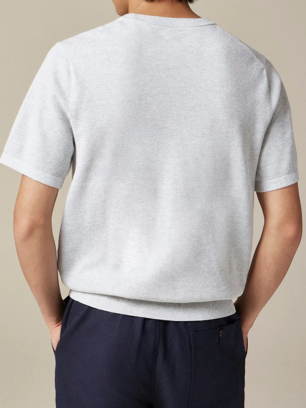 Light Gray Short Sleeve Knit Sweater