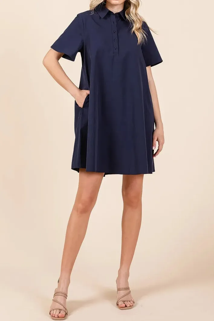 Deep Navy Versatile Daily College Style Dress