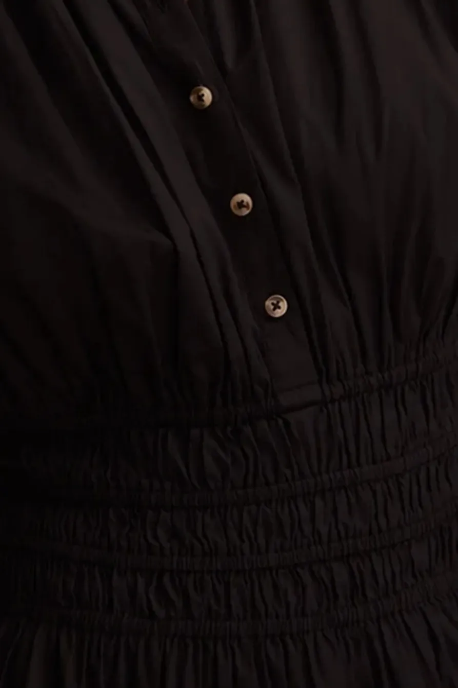 Caviar Smocked Dropped Waist Midi Dress