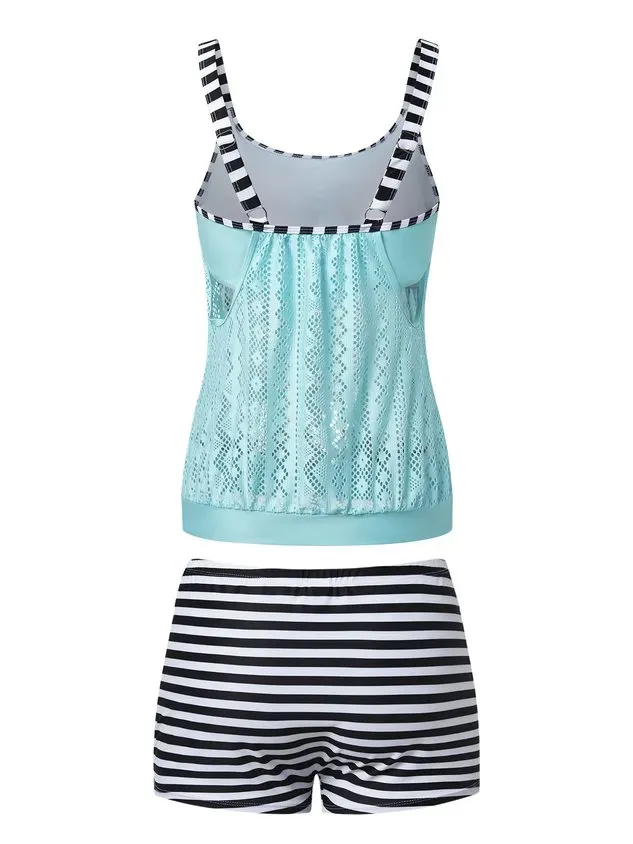 Casual Ethnic Printing Scoop Neck Tankinis Two-Piece Set