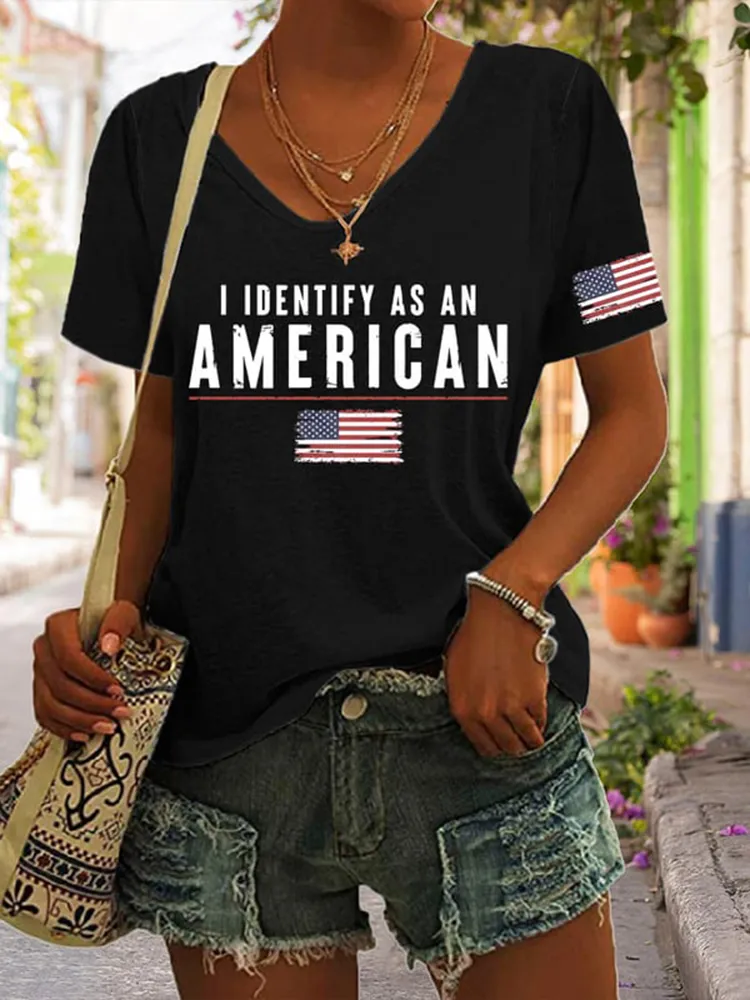 Women'S I Identify As An American Short-Sleeved T-Shirt