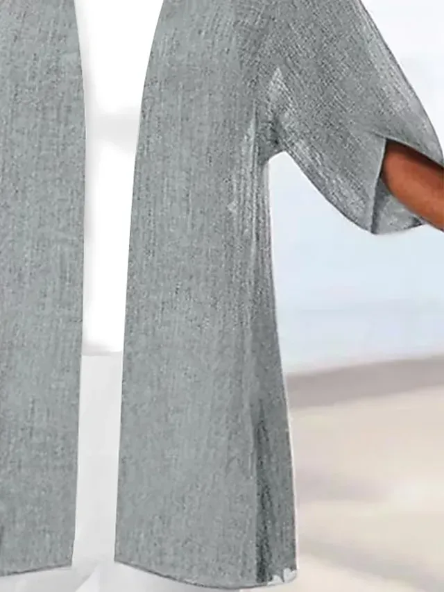 Women's Casual Jacket Dailywear V Neck Solid Color Comfortable Designer Outerwear Long Sleeve Summer Blue S