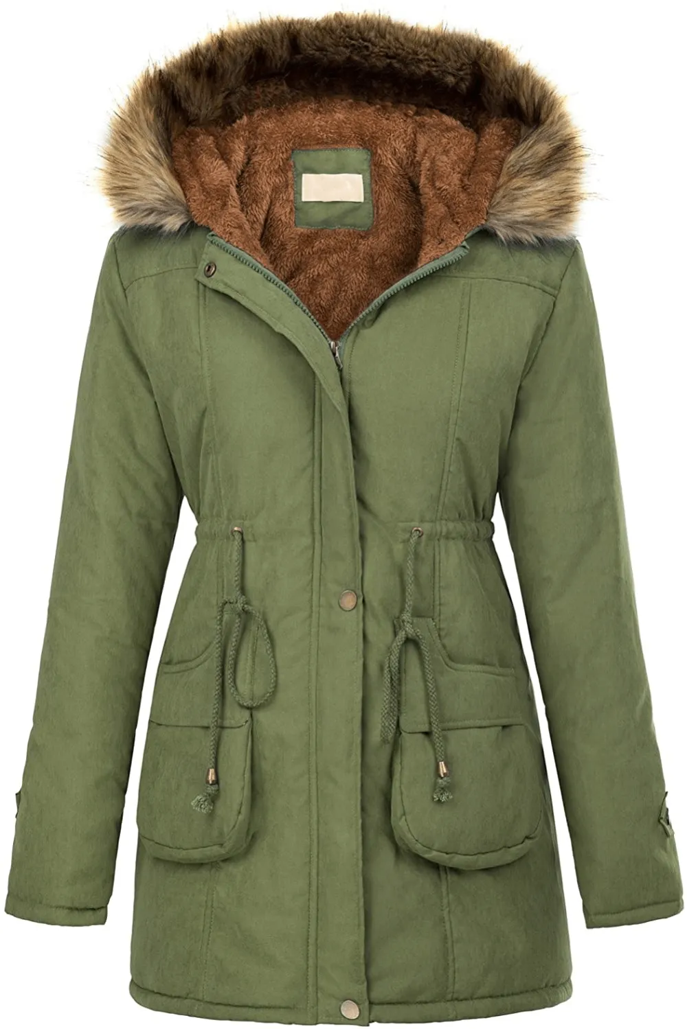 Women's Winter Coats Fleece Parkas Anoraks Hooded Military Jacket Coats M Black