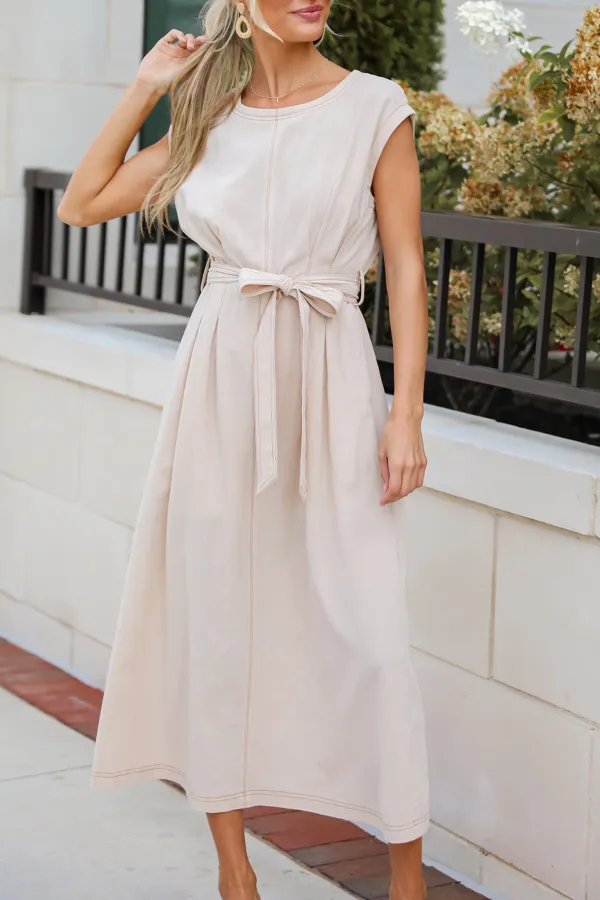 Easy To See Natural Midi Dress
