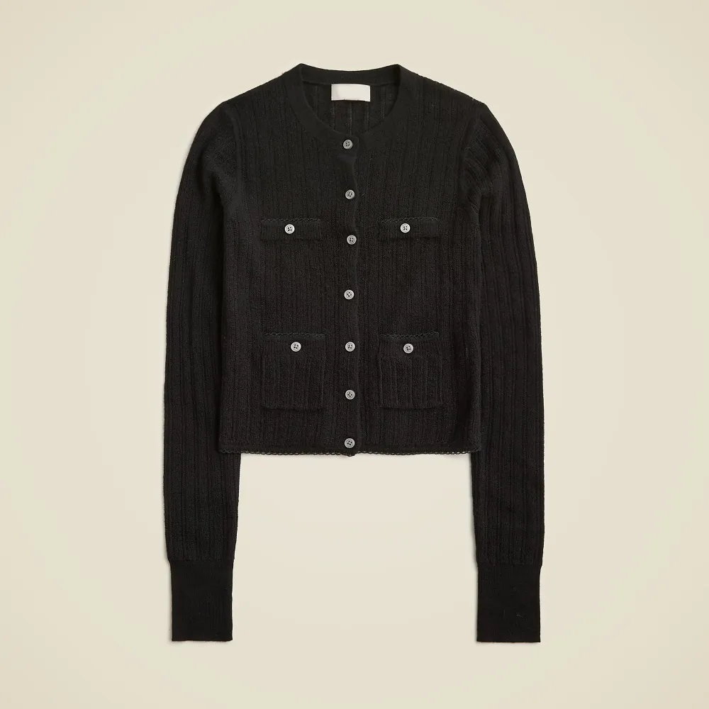 Cashmere Pointelle Shrunken Cardigans