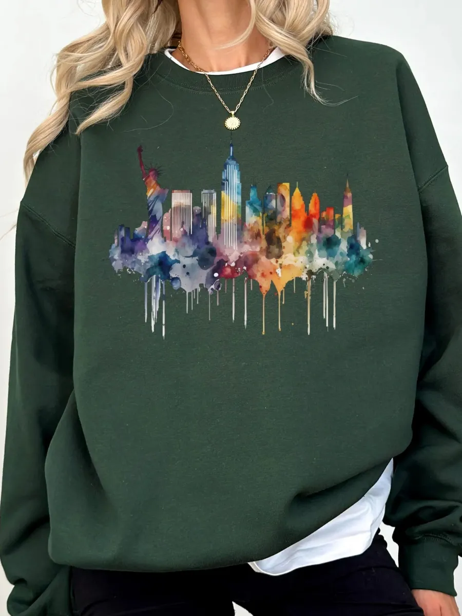 Watercolor Cityscape Sweatshirt