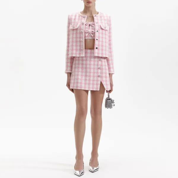Pink Check Boucle Jacket
