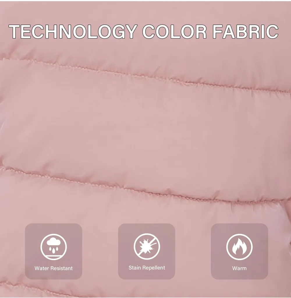 Womens Lightweight Puffer Jacket, Winter Coats for Women Warm Quilted Bubble Padded Hood Coat with Faux Fur Collar