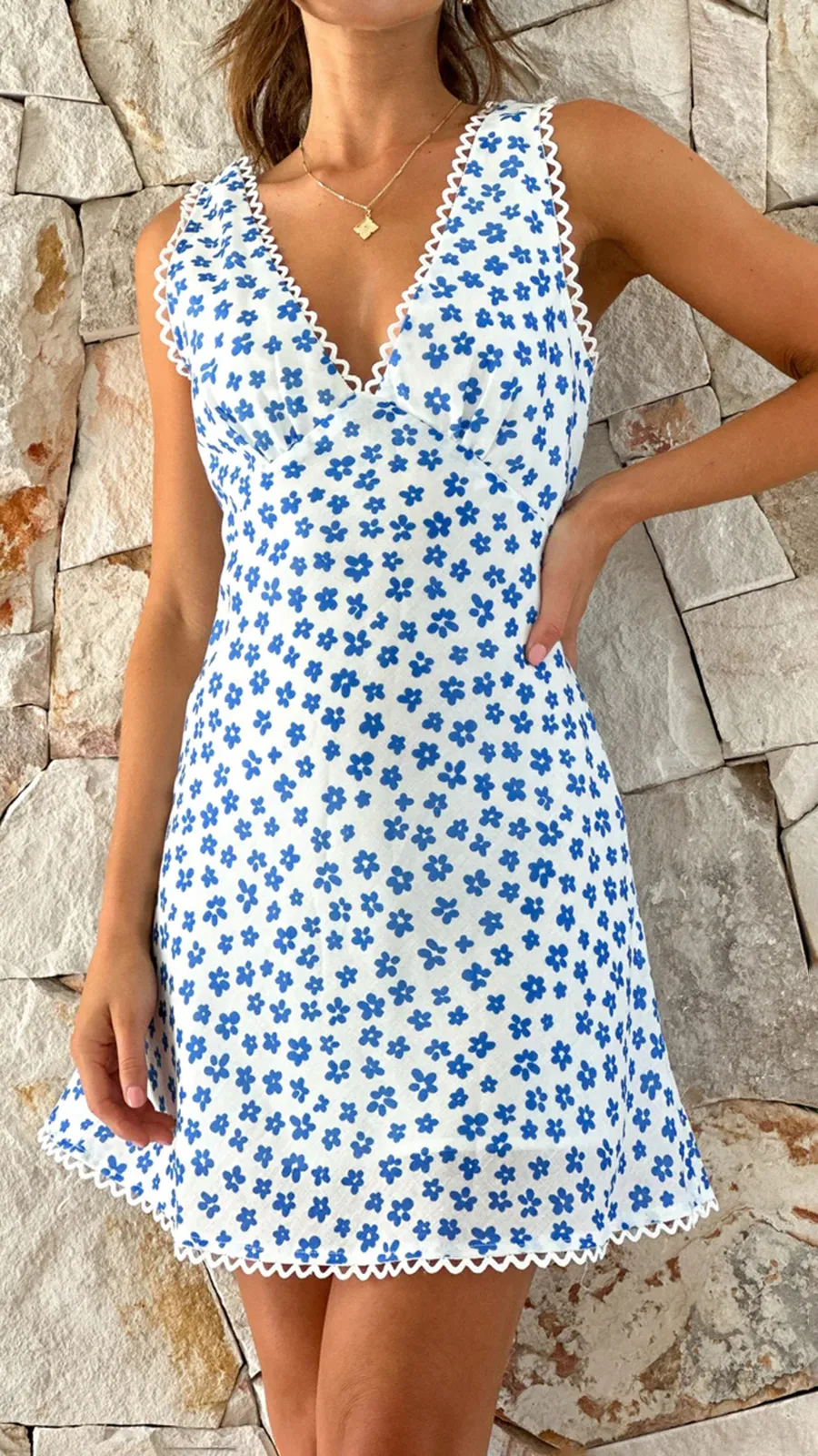 Scalloped Lace Detailing On Edges Mini Dress