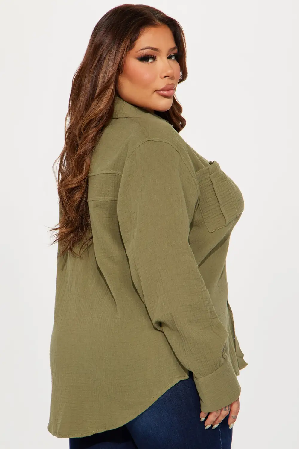 Willow Oversized Gauze Shirt - Olive