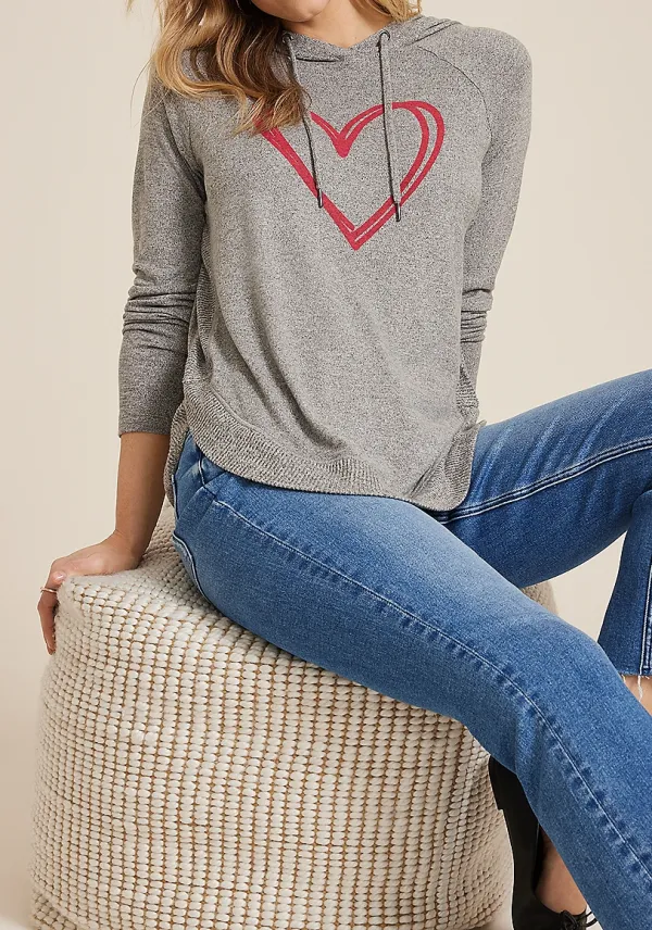 Casual Style Heart Hoodie
