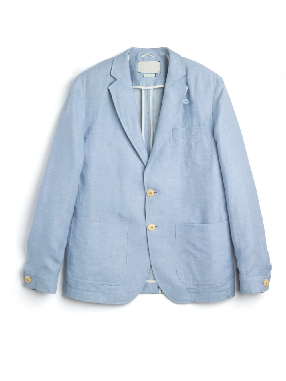 Blue Casual Style Lapel Linen Blazer