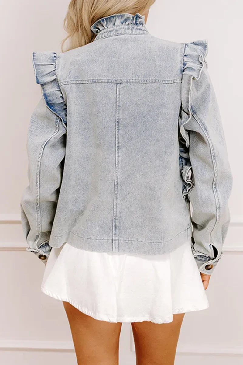 Cute French Ruffles Women's Denim Jacket