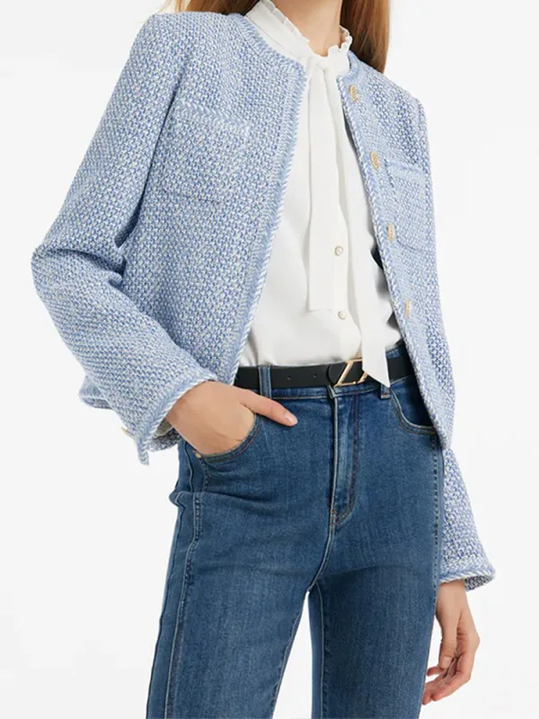 SIngle-Breasted Round Neck Women Jacket