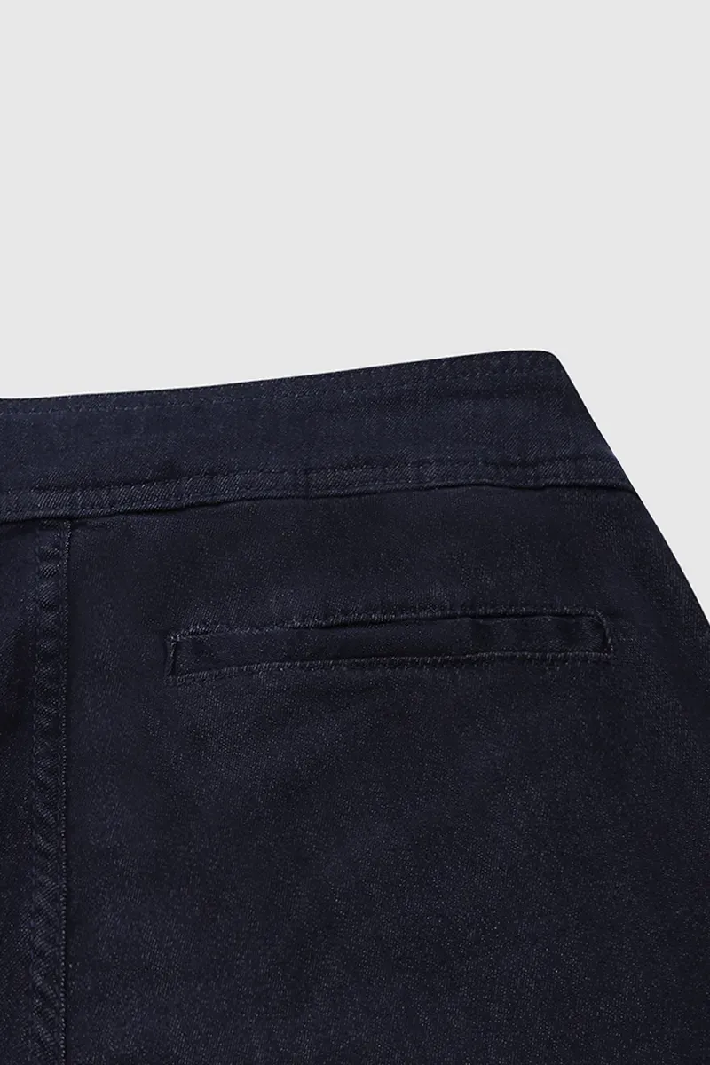 Double Breasted Pocket Detail Flare Mid Rise Jeans