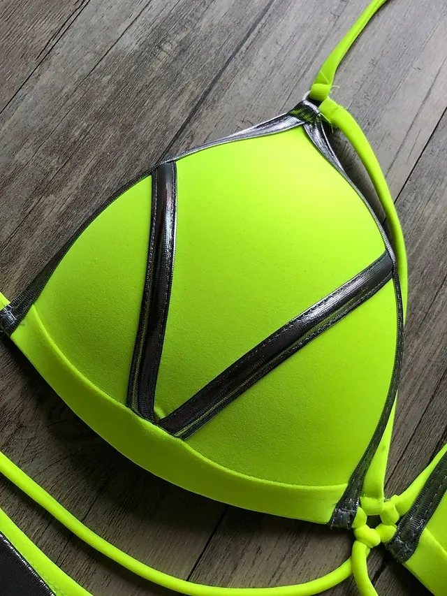 Women's Swimwear Bikini 2 Piece Normal Swimsuit Open Back Cut Out Sexy Leopard Color Block Leopard Print Black Pink Wine Dusty Rose Camisole Strap Bathing Suits New Vacation Sexy