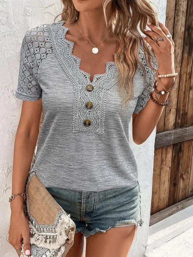 V Neck Casual Regular Fit Plain T-Shirt