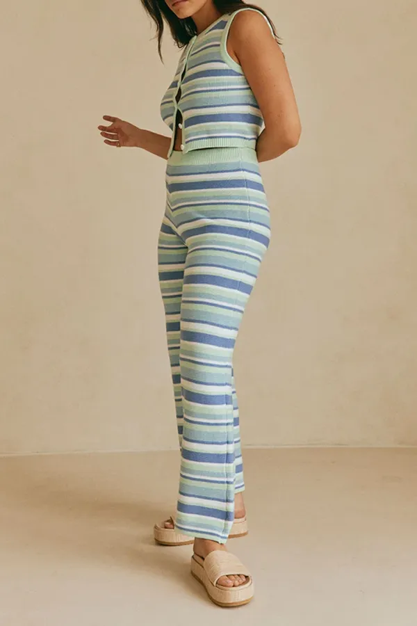 Striped Cropped Wide Leg Pants