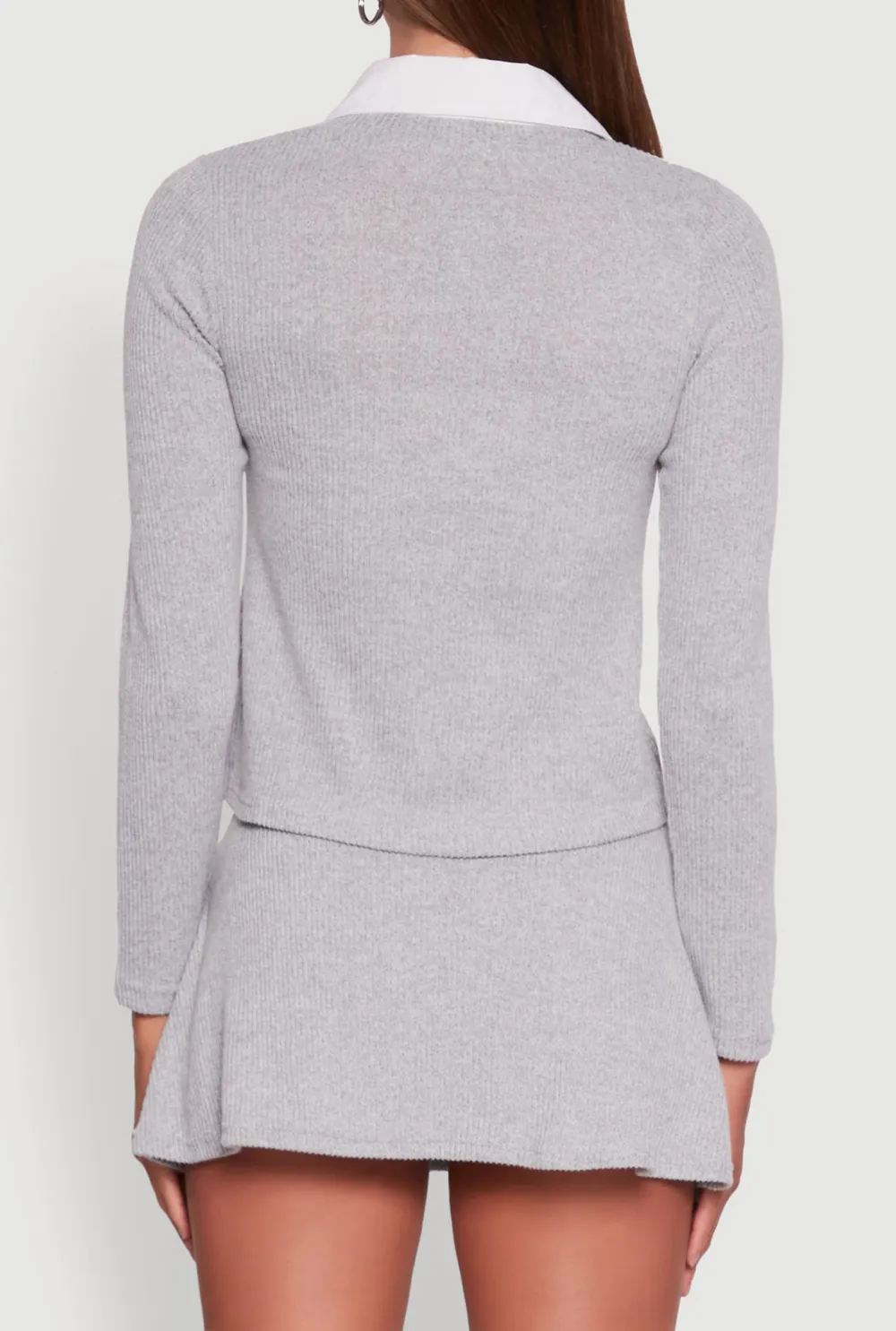 Fake Two Shirts Collar Sweater