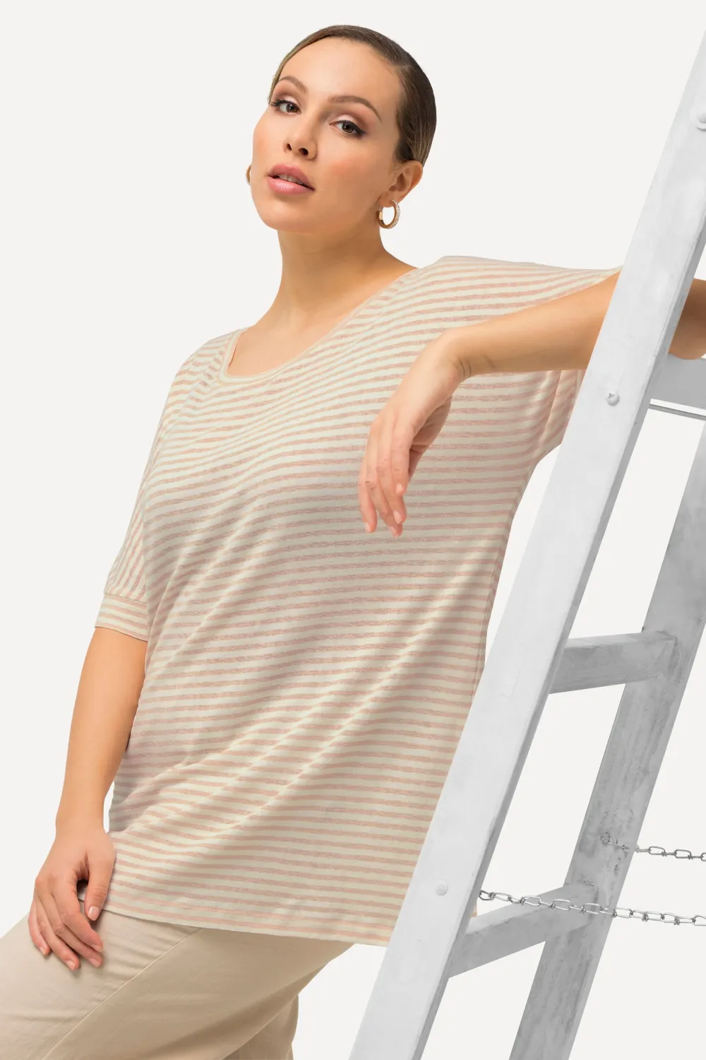 T-Shirt Streifen Oversized Rundhal Halbarm