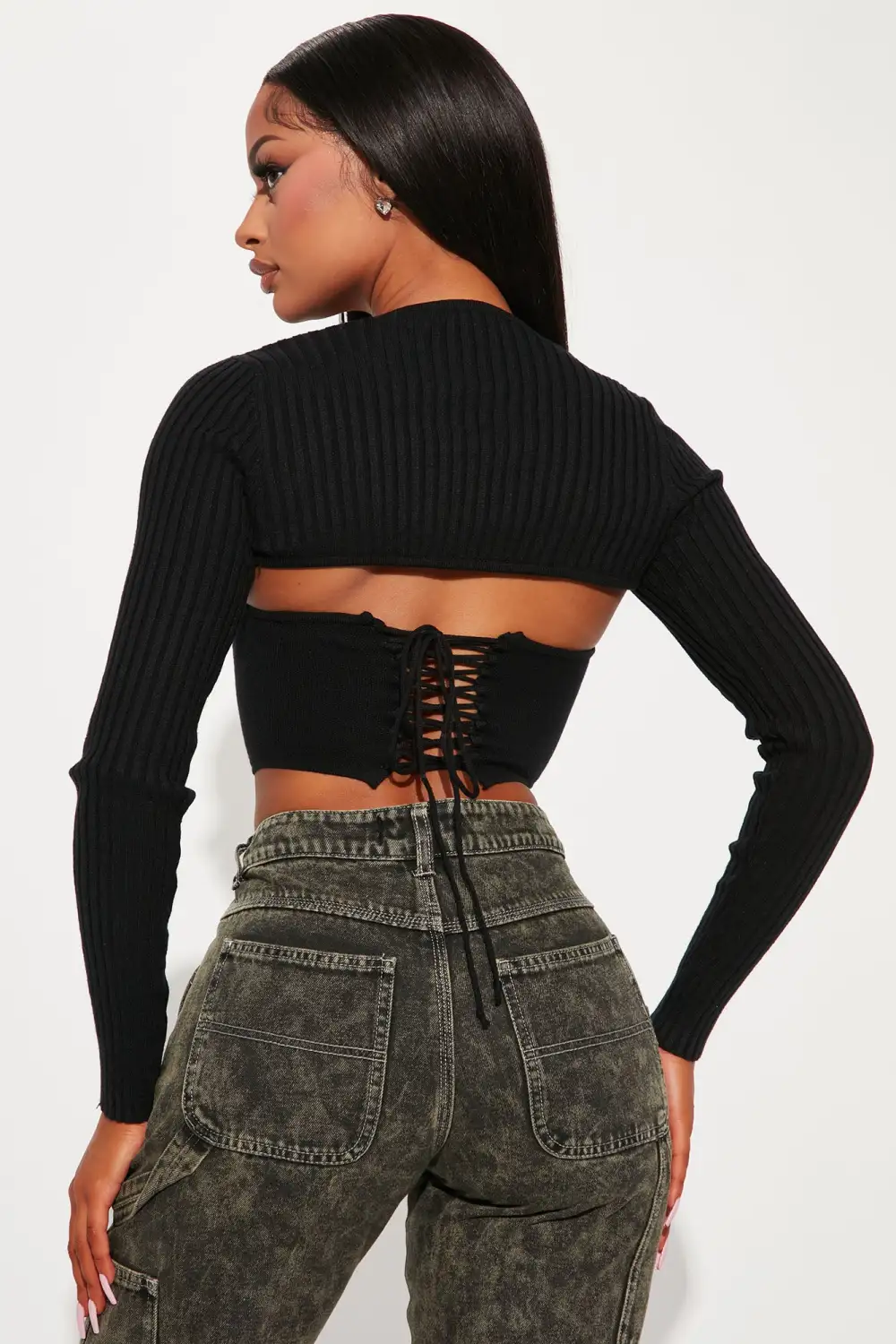 Sweet And Precious Sweater Shrug Set - Black