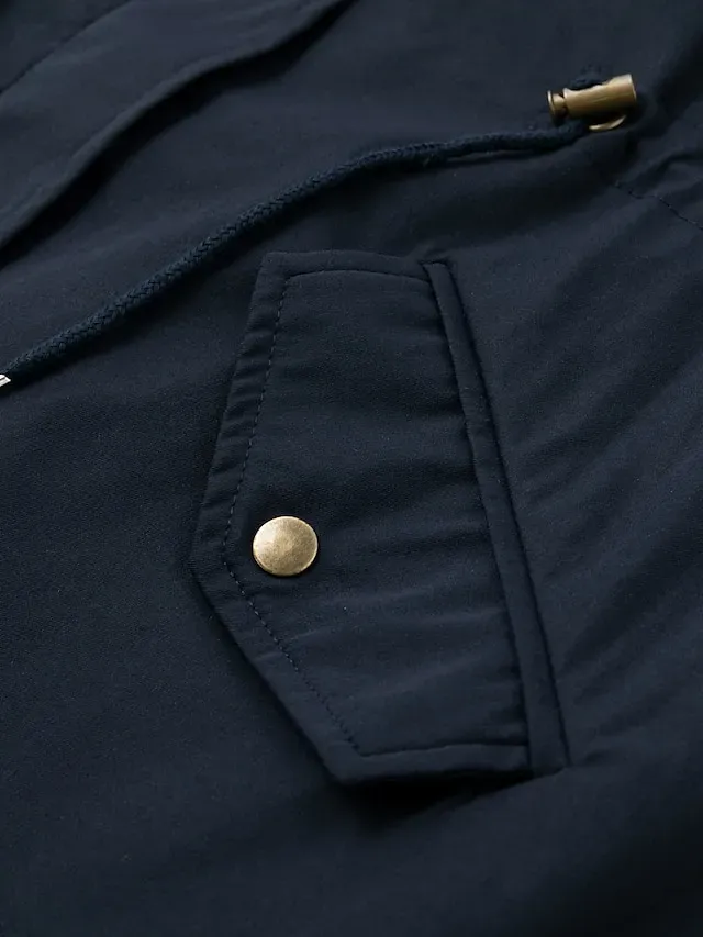 Women's Winter Coat Fleece Lined Parka Hoodie Jacket Windproof Warm Puffer Jacket Streetwear Casual Heated Coat with Fur Collar Jacket Long Sleeve Color Block Pocket Pink Army Green Khaki