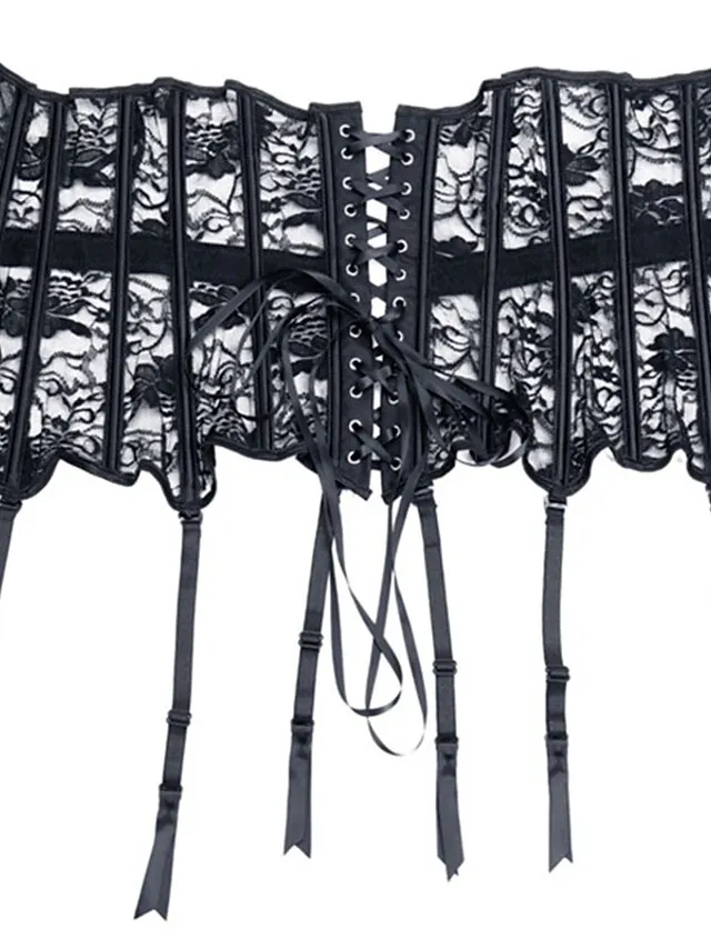 Corset Women's Corsets Corset Tops Party & Evening Valentine's Day Club Black Sexy Breathable Underbust Corset Hook & Eye Lace Up Lace Backless Tummy Control Lace Flower All Seasons