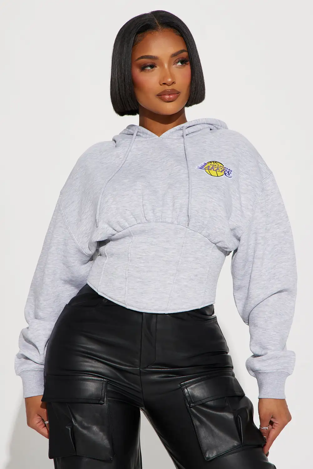 Lakers Home Team Corset Hoodie - Heather Grey