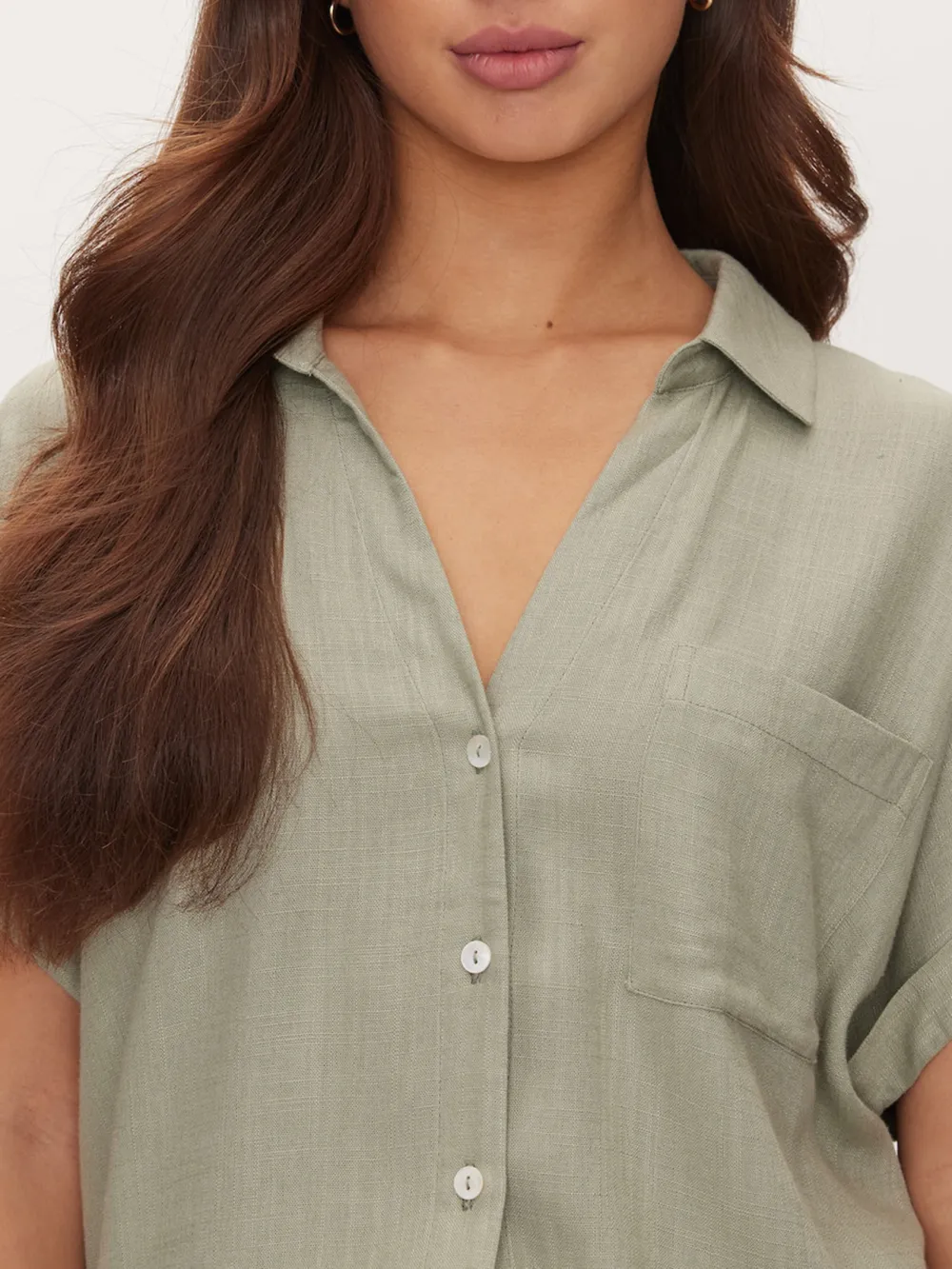 Button Front Slight Stretch Shirt