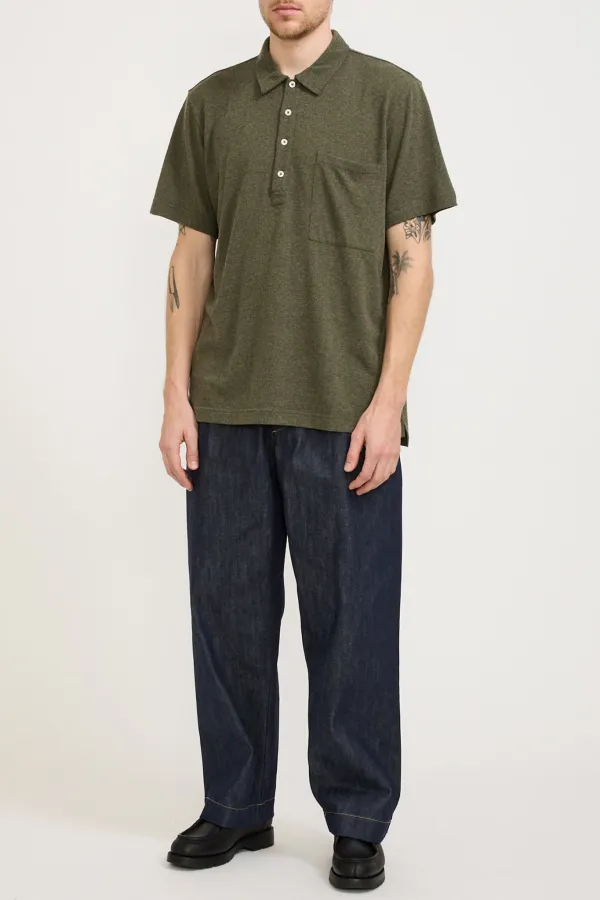 Pullover Shirt Olive Recycled Wool Mix