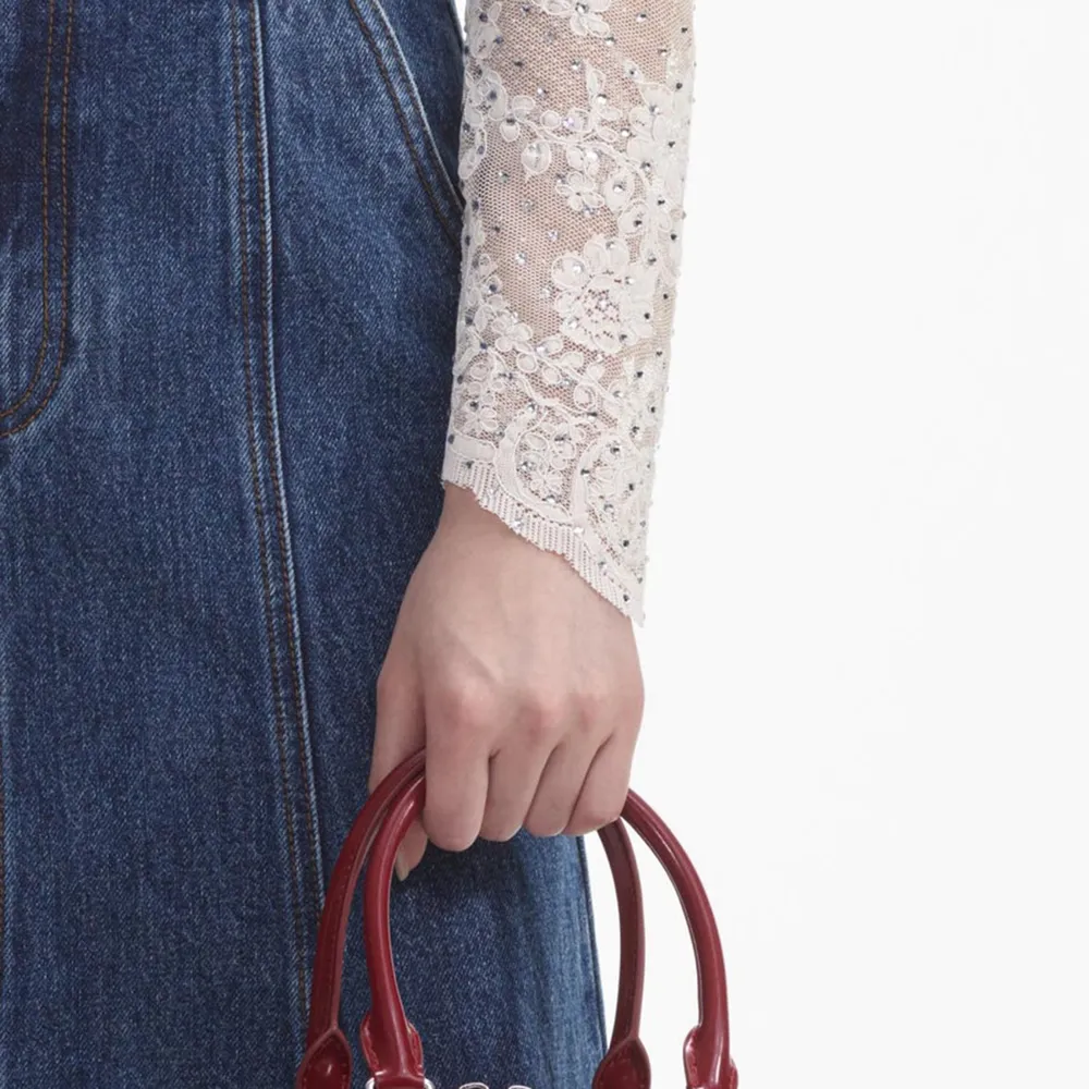 White Rhinestone Lace Top