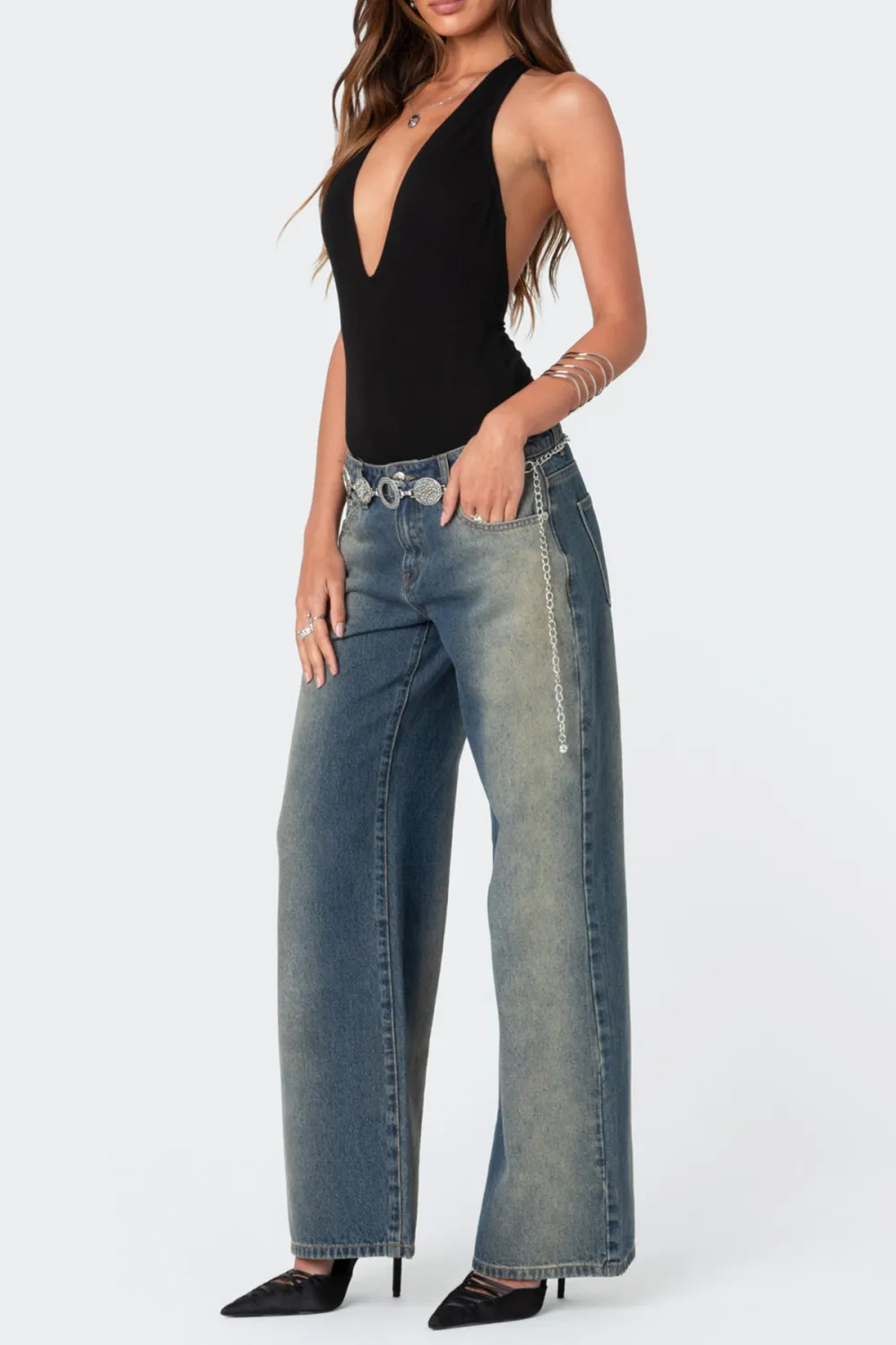 Deep V Backless Bodysuit