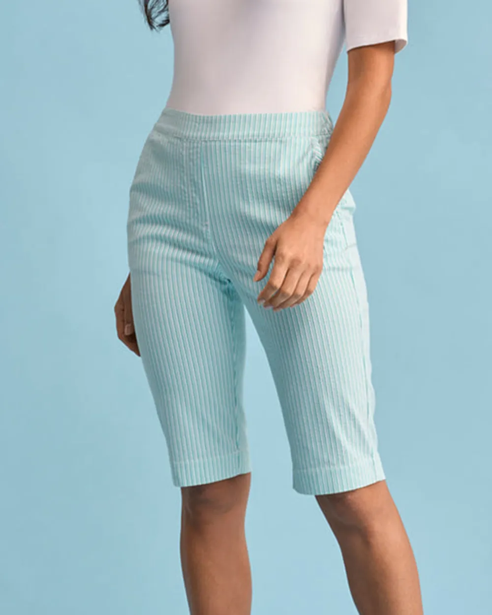 Striped Knee Length Shorts