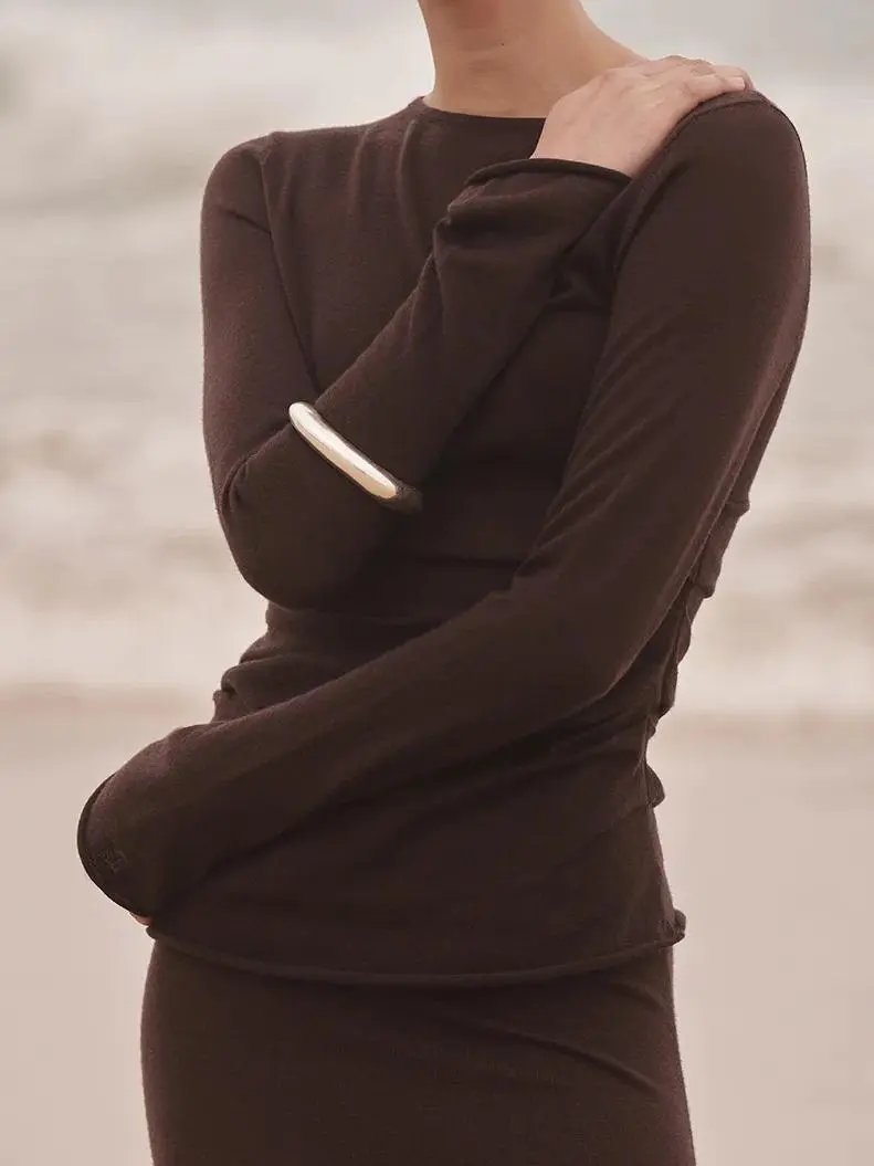 BITTER CHOC MERINO KNIT TOP