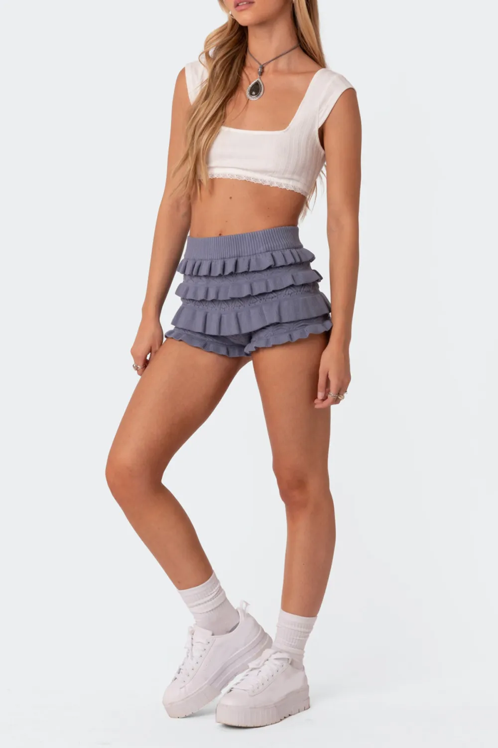 Multi-layer Ruffle Knitted Shorts