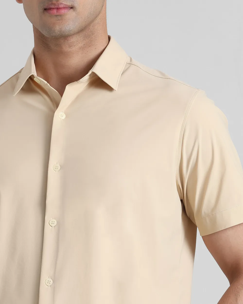Leisure Simple Slim-Fit Breathable Beige Shirt