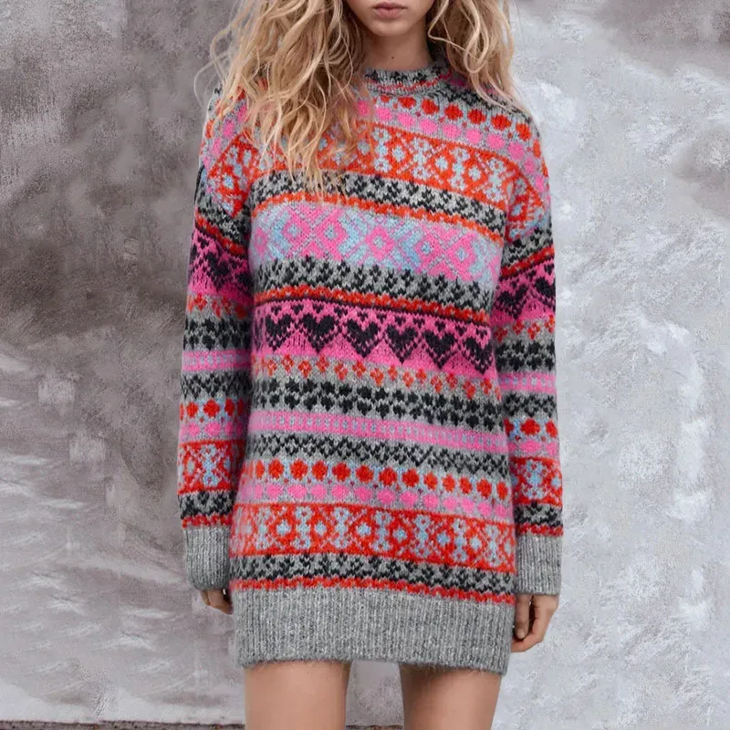 Vintage Snowflake Sweater Mini Dress