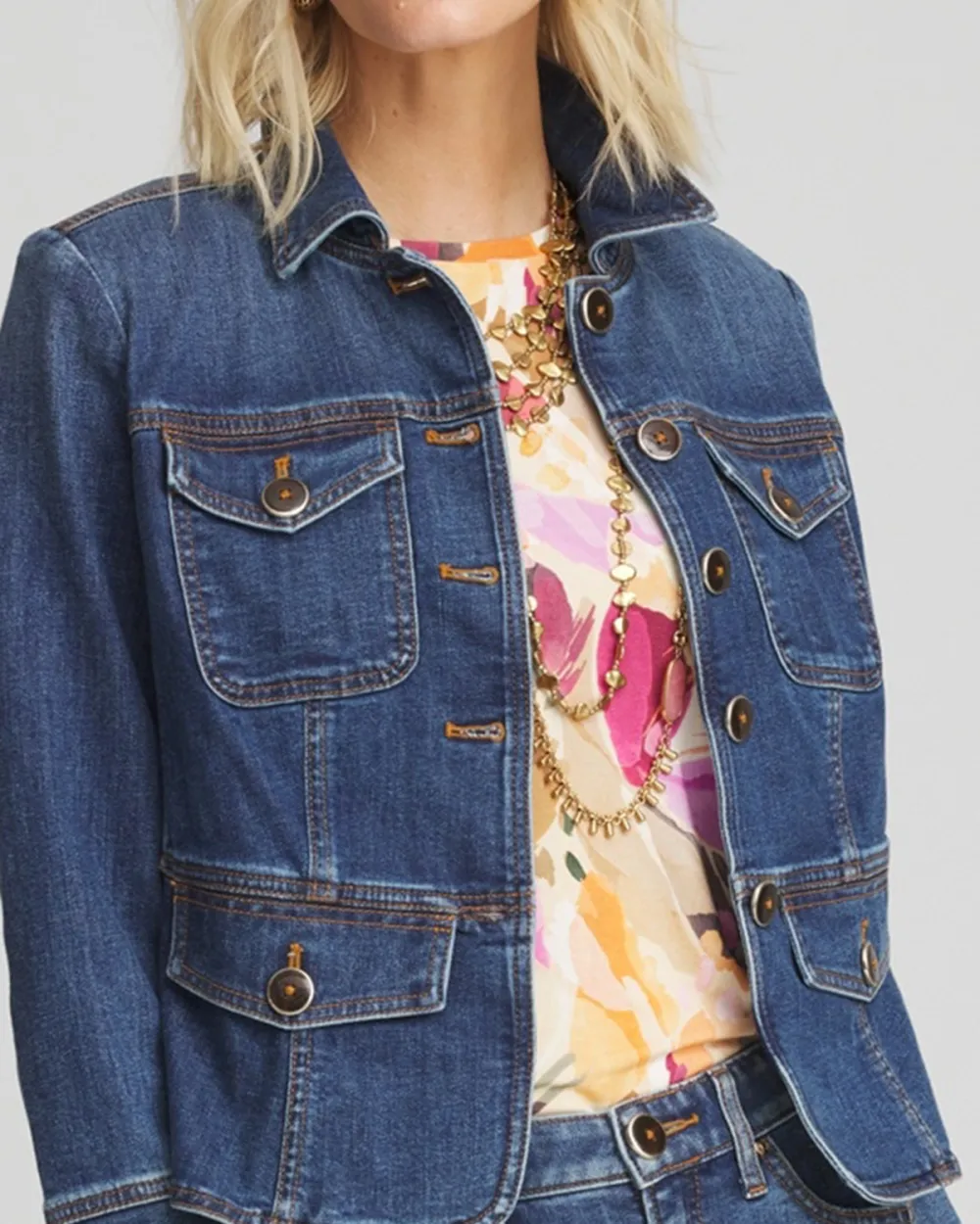 Blue Denim Cropped Jacket