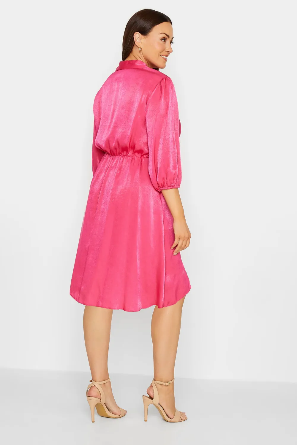 M&Co Pink Satin Wrap Dress