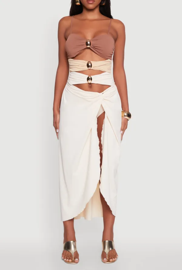 High Slit Bikini Swimsuit Skirt