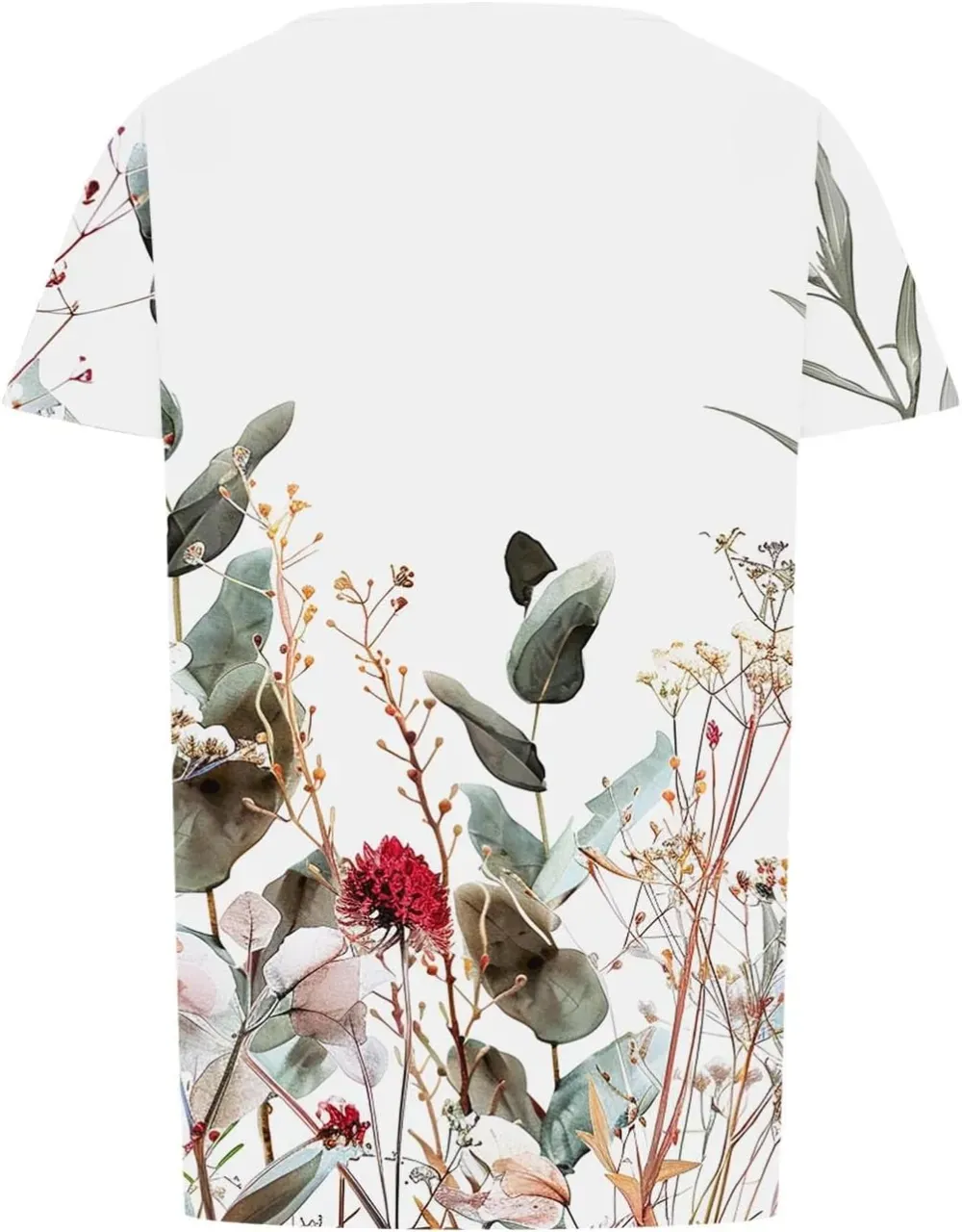 Womens Summer Pleated Front Shirts Tunics Casual Short Sleeved Loose Round Neck Boho Printed Tops Vacation Blouse