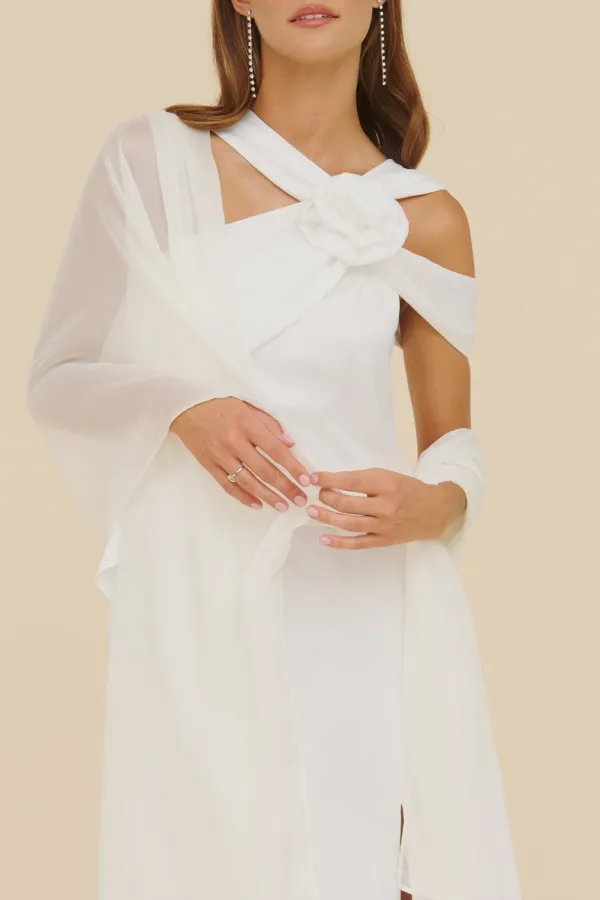 White Women's Solid Color Shawl