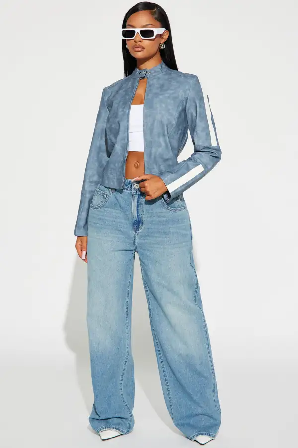 Erase You Washed Faux Leather - Slate Blue