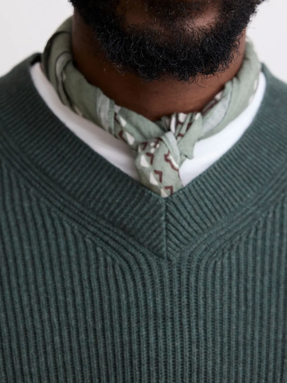 Men's Green V-neck Sweater